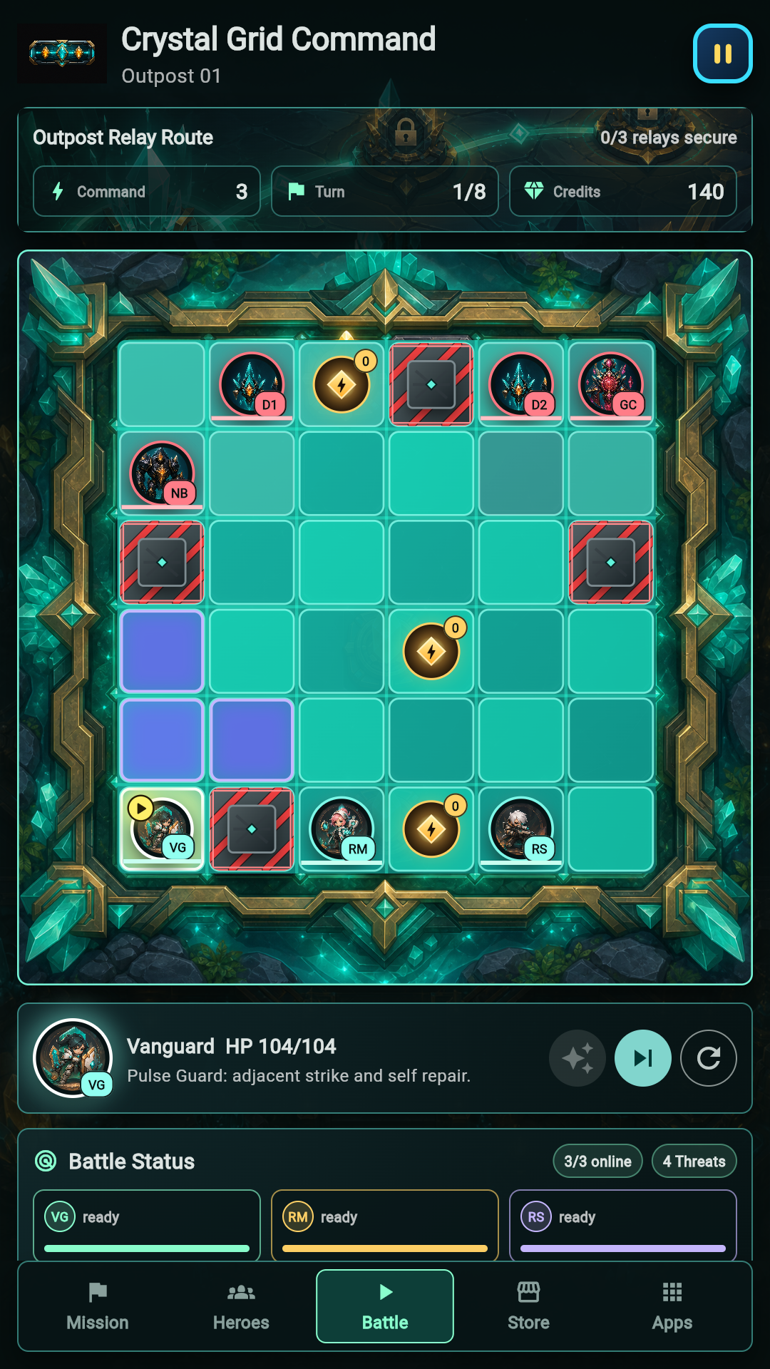 Crystal Grid Command battle screen